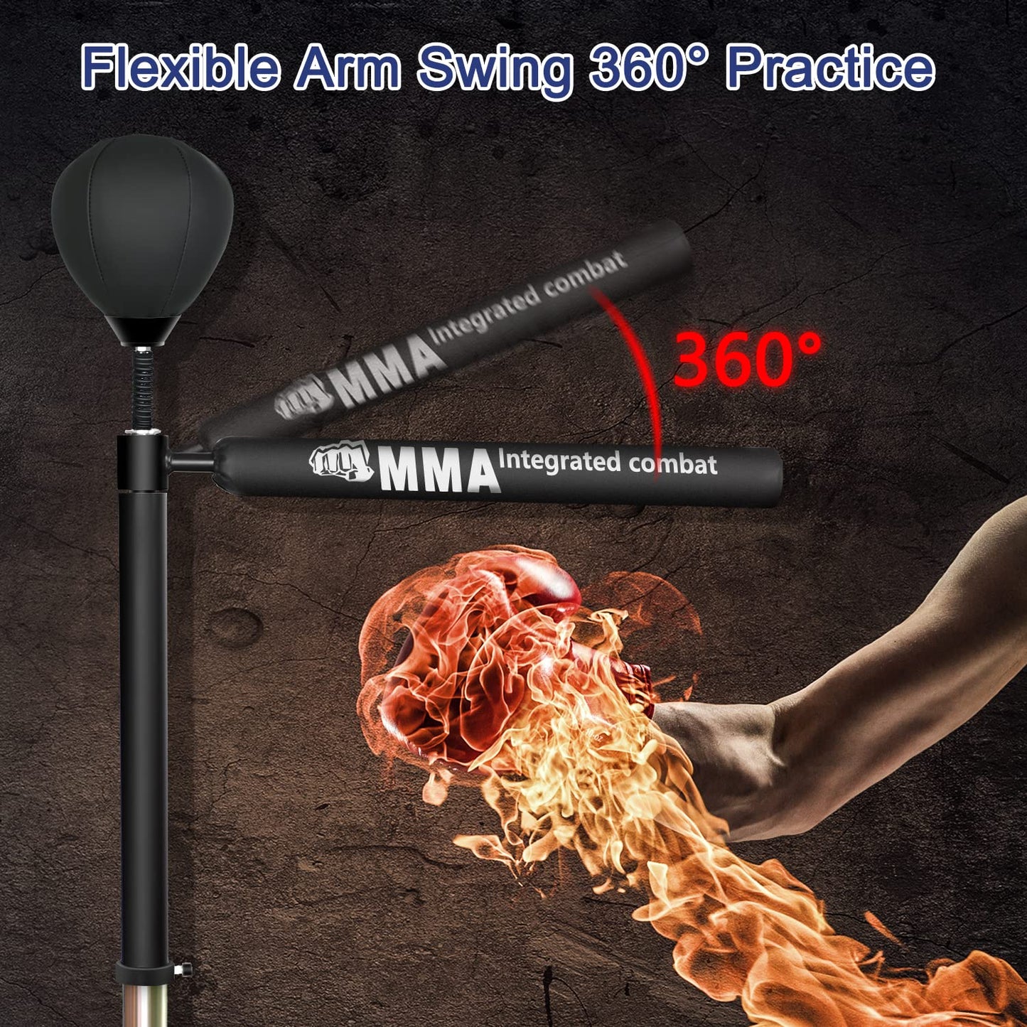 INNOLIFE Boxing Speed Trainer,Boxing Spinning Bar with Speed Bag Free Standing Adjustable Height from 4.8 ft-6 ft
