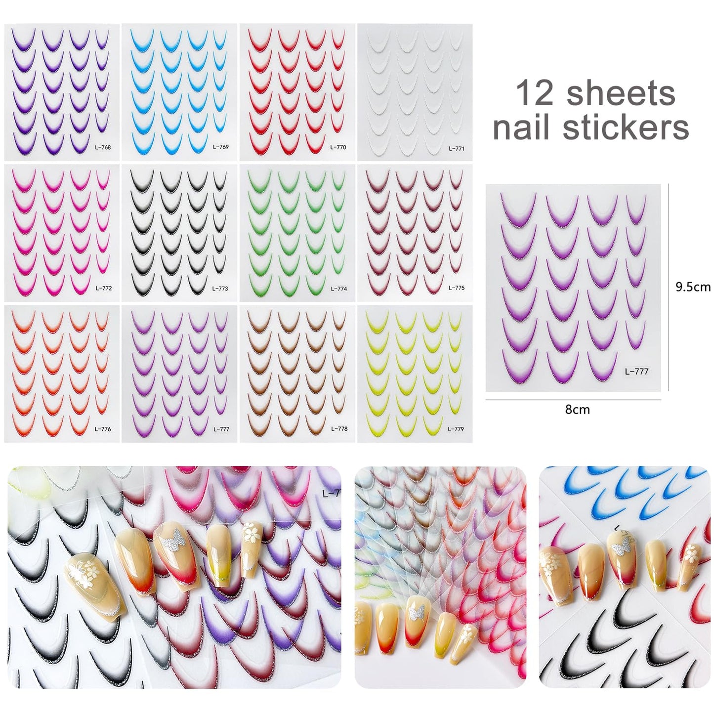 GZMAYUEN Nail Charms Nail Stickers Kit, 4 Boxes Nail Art Rhinestones Pear, 12 Sheets French stickers for Nails, 3D Nail Art Design Kit Nail Decorations for Women