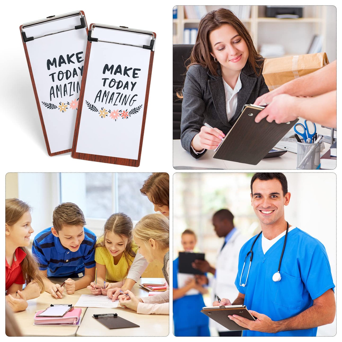Epakh Mini Clipboard Small Clipboards Wooden Half Page Clipboard Wood Check Presenters Kids Clipboards for Restaurant School Waitress Guest Server Books Menu Holder 8 x 4 Inch (20 Pieces)