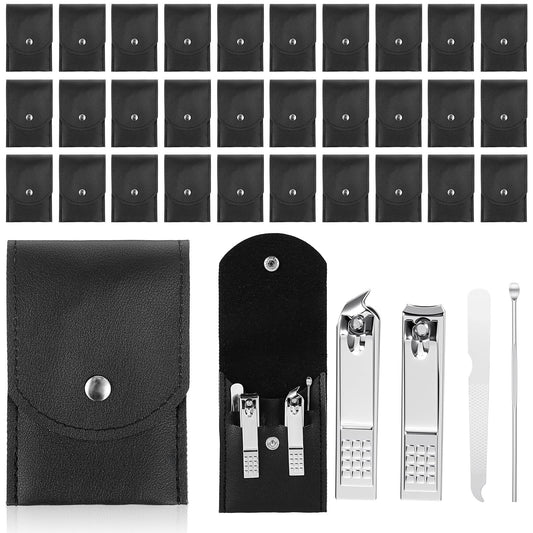 30 Set Travel Manicure Kit Nail Clippers Pedicure Professional Nail Care Tools Stainless Steel Grooming Set with Portable Travel Case Gifts for Mother Father(Black)