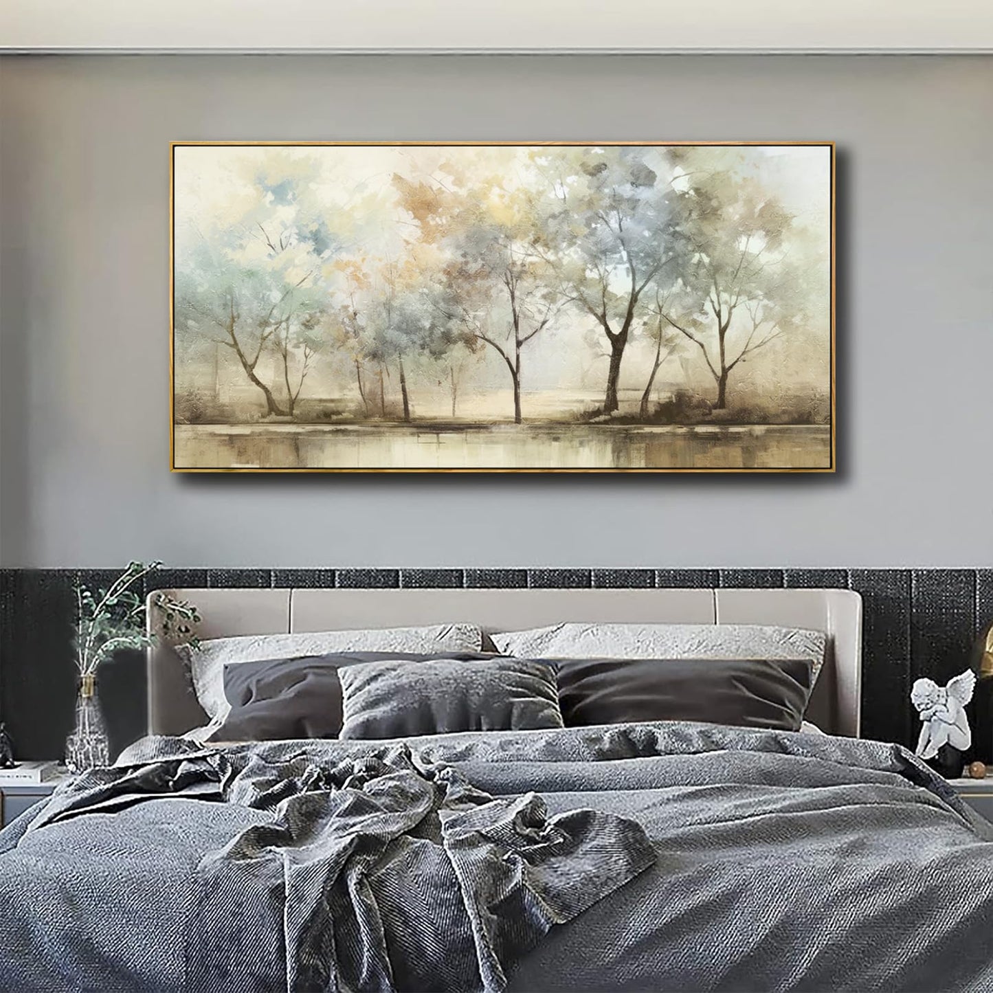 VHMING Abstract Wall Art Artwork Retro Trees Pictures Decor Canvas Painting Framed Ready to Hang Living Room Bedroom and Office Wall Decor 20x40 Inch