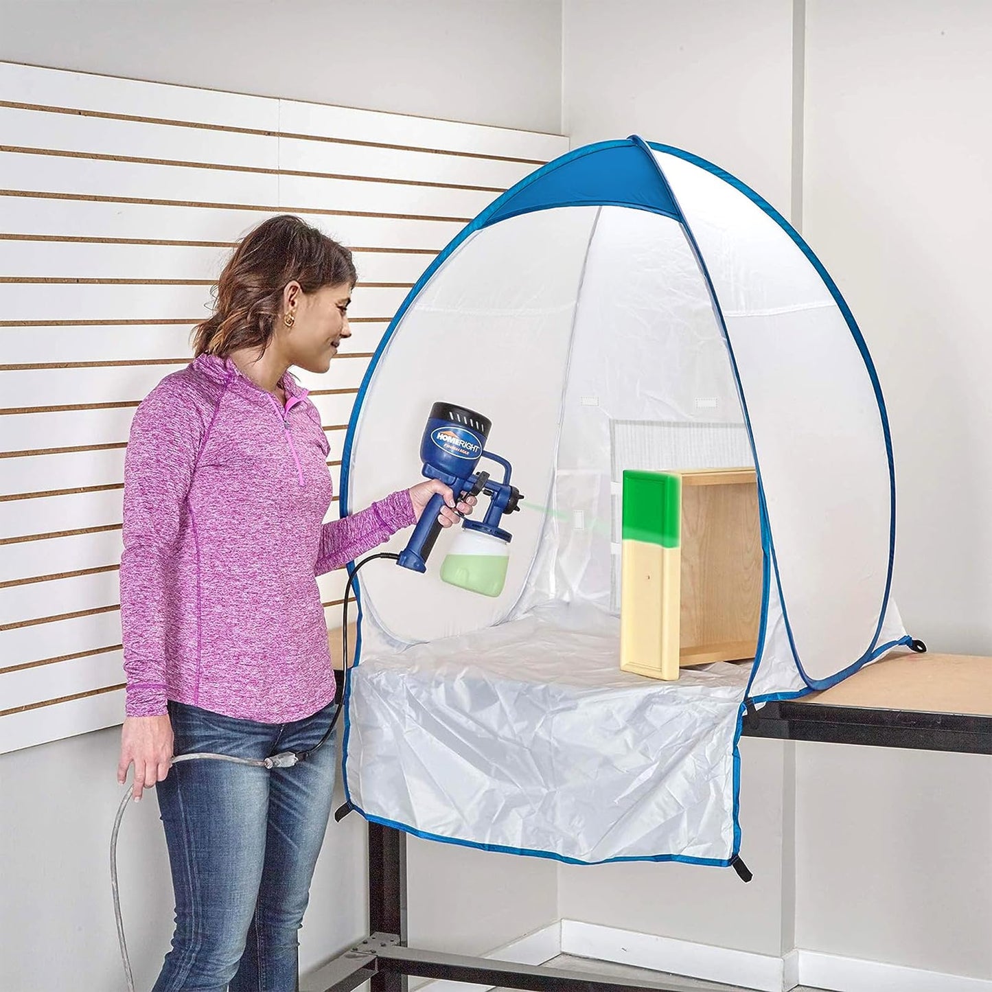 Bofoho Paint Spray Booth Tent - Portable and Foldable Spray Paint Booth Tool with Vents, Tool for Small DIY Painting, Pop-up, Windproof, Easy-to-Clean Paint Station (Blue)