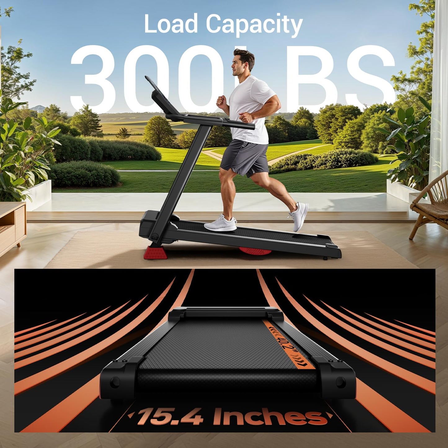 16% Incline Treadmill with Handle, 3-in-1 Portable Treadmills for Home and Office, Foldable Treadmills with 300 Lbs Weight Capacity, 3.1HP Quiet Walking Pad Treadmill, Three Screen (P8 Dark Black)