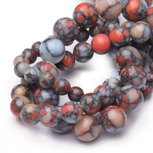 Chicager Natural Stone Beads for Jewelry Making,8mm Colorful Imperial Jasper Polished Smooth Round Gemstone Beads for Bracelet Necklace 15 Inch