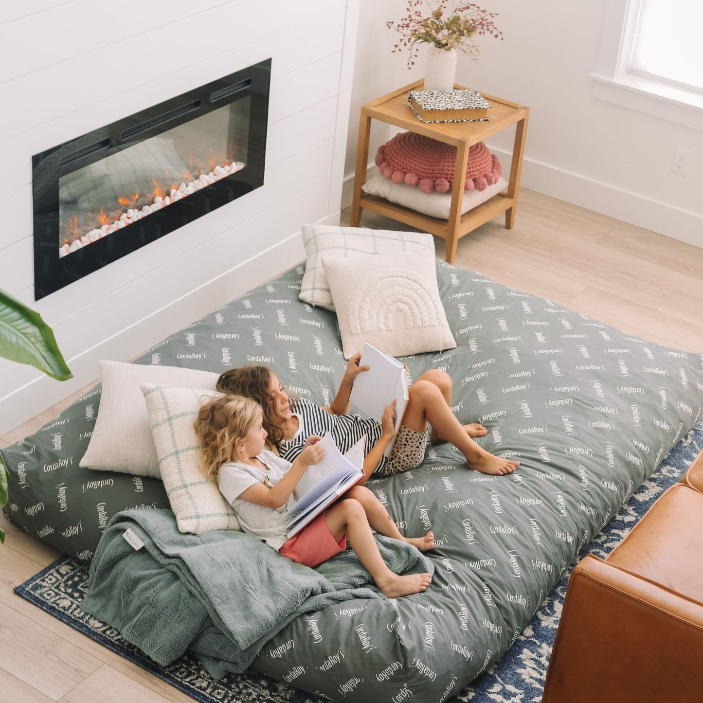 CordaRoy's Faux Fur Bean Bag Chair, Convertible Chair Folds from Bean Bag to Lounger, As Seen on Shark Tank, Grey - King Size