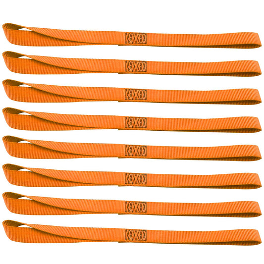 XSTRAP STANDARD Soft Loop Tie-Down Straps 8PK 1-1/16 x 18 inches - 3600LB Breaking Strength, Loops for Securing Trailering of Bikes, ATV, UTV, Motorcycles, Scooters, Dirt Bikes, Lawn Equipment, Orange