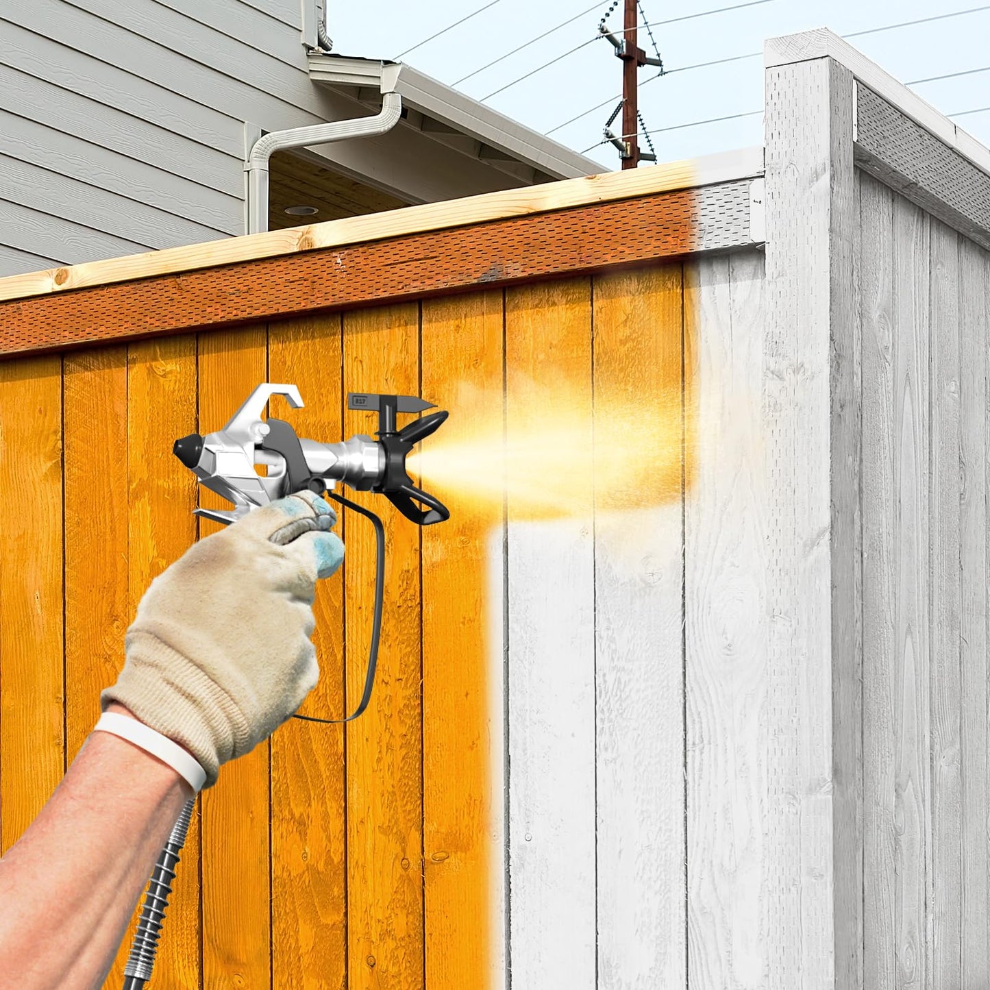 Airless Paint Sprayer, High-Pressure Electric Paint Spray Gun with Extension Rod, Thinning-Free Professional Painting Tool for Interior/Exterior Walls, Fences, Ceilings, Cabinets (Mecha Style)