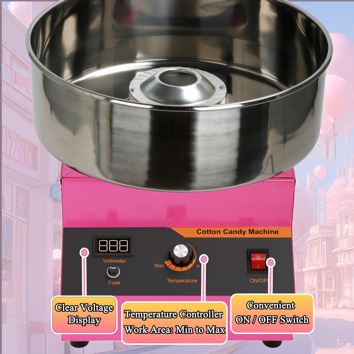 Cotton Candy Machine, Cotton Candy Maker, 1000W Electric Cotton Candy Maker Machine, Quick 3-4 Min Preheat, Commercial Cotton Candy Maker for Home, Events, Parties, and Small Business