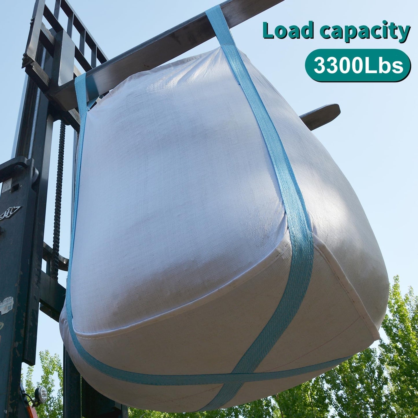 JINYUANDI 10 Pack FIBC Bulk Bag,Flexible Bulk Bags 1.5 Ton Bag, 35"L x 35"W x 43"H, 3300lbs SWL, Duffle Top Flat Bottom Heavy Duty, Woven Polypropylene Bags