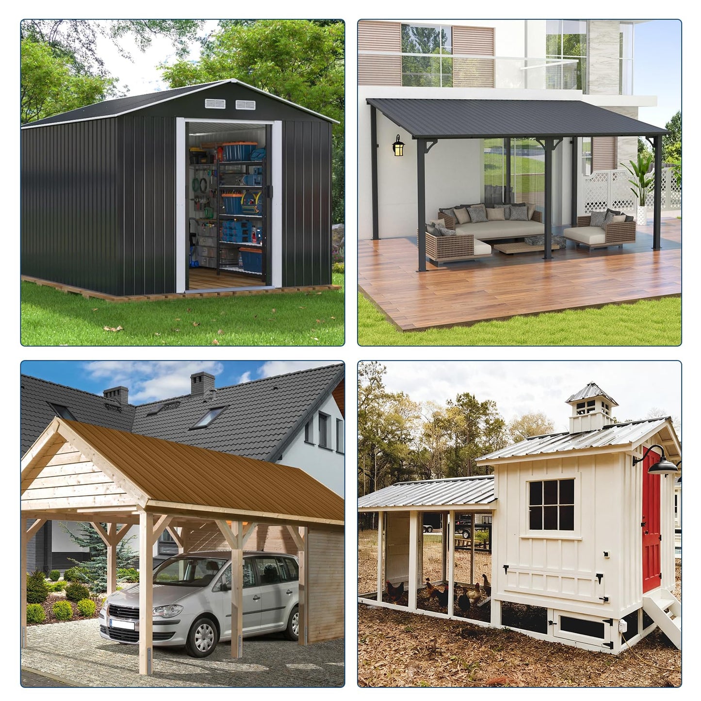 Garvee Metal Roofing Panels, 20 Pcs Waterproof Corrugated Metal Roof Panels, Heavy Duty Galvanized Steel Roof Sheets with Screws for Carports, Porch, Pergola, Easy to Install, 42.52 in x 16.77 in