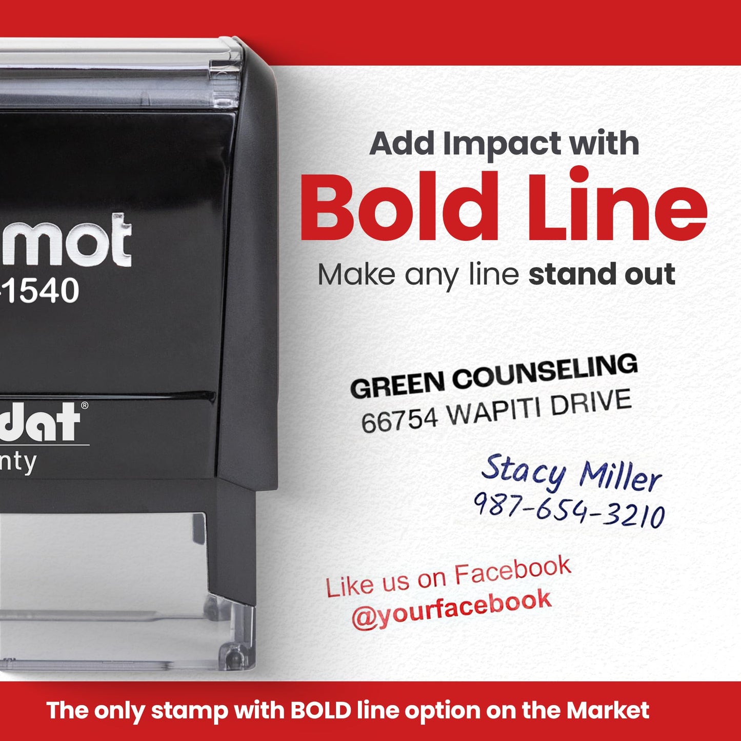 Promot Self Inking 2 Line Custom Stamp - Personalized Name Stamp for Office, Teacher, Address & Business Label Stamp - Choose Font, Ink Color, Pad, for Personal & Professional Use - Small