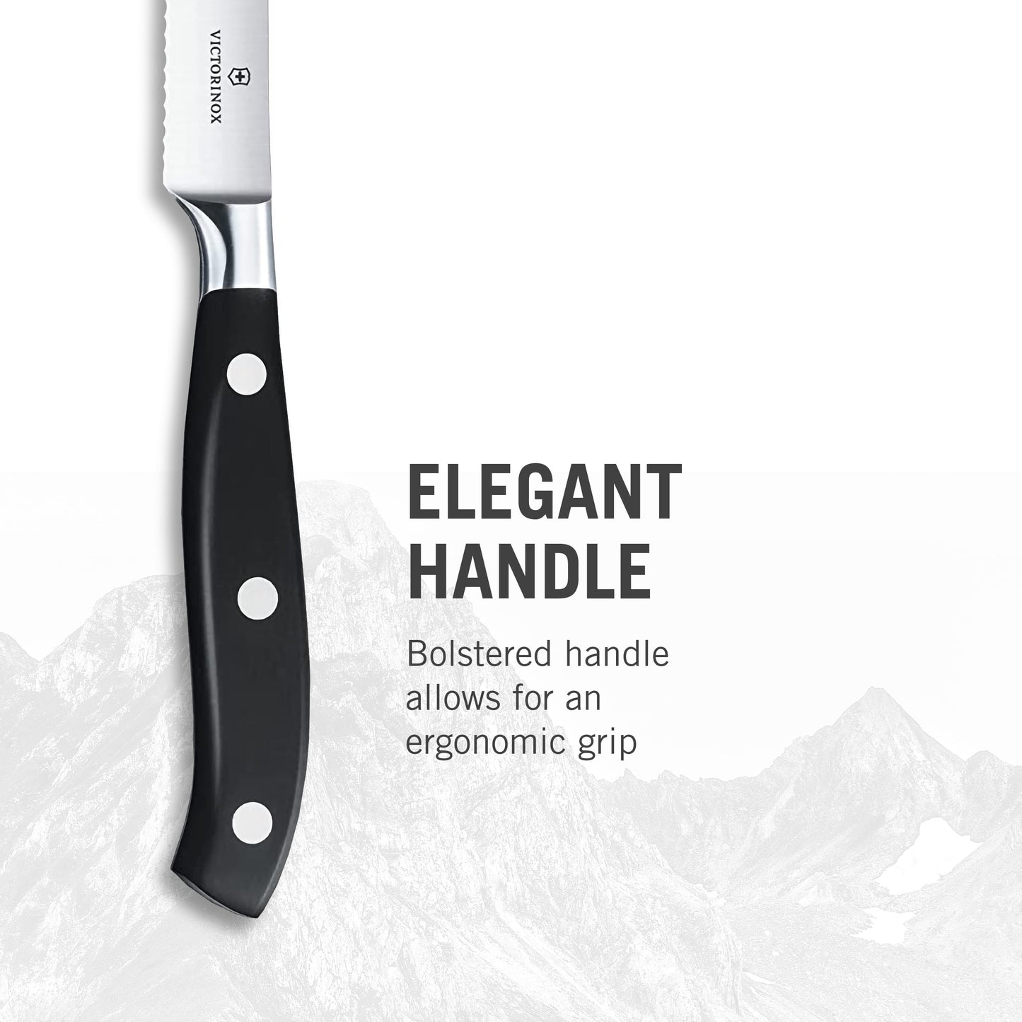 Victorinox Grand Maitre Steak Knives - Premium Meat Knives with Ergonomic Handle - Modern Kitchen Accessories - Black Handle, Serrated Edge, 2-Piece Set
