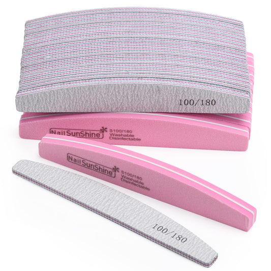 35 Count 100/180 Grit Nail Files and Buffers Kit, Reusable Sanding Buffing Blocks Sponge File Double Sides Emery Boards