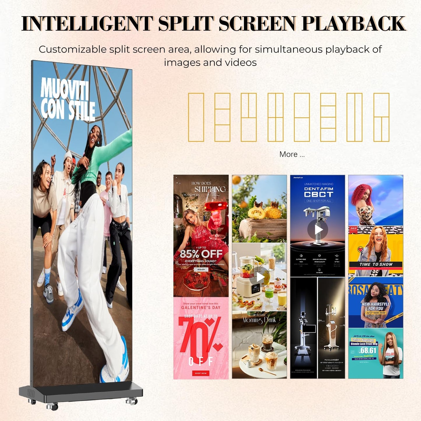 MWE LED Digital Signage Display with Flight Case, P1.86 Spliceable LED Poster Screen with Publishing System, Foldable Advertising Display Kiosk for Events and Rentals, WiFi/USB/HDMI (1 Panel), Black