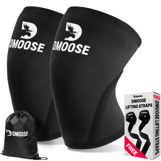 DMoose Fitness Knee Sleeves for Weightlifting (Pair) 78” Knee Wraps for Joint Support, Squats & Powerlifting - Gym Brace Straps for Joint Stability & Pain Relief, USPA & IPL Approved for Men and Women