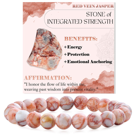 Red Vein Jasper-Ignited Passion-8mm Beaded Bracelets for Women Handmade Semi Precious Natural Stone Stretch Elastic Jewelry Yoga Protection Gifts