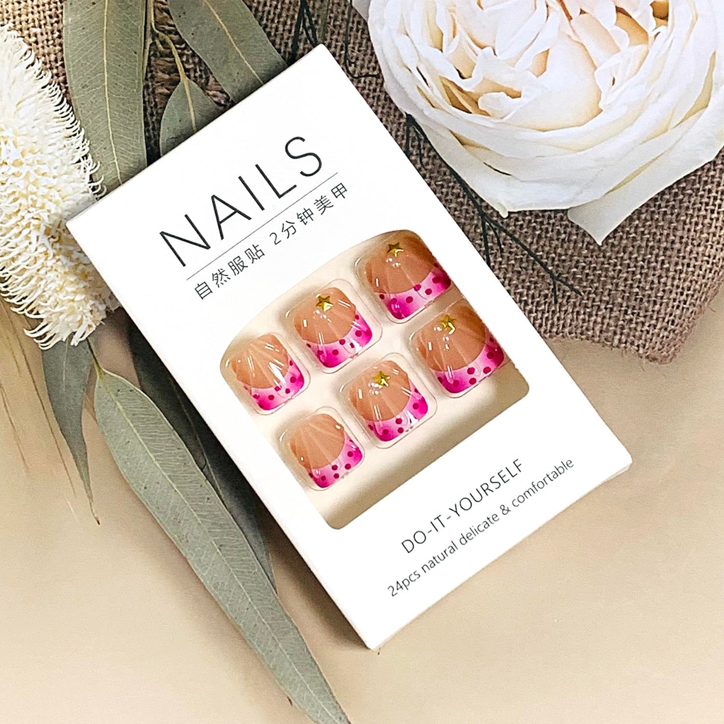FIEONCIY Press on Toenails with Designs Acrylic Fake Nails for Toe Artificial False Nails with Charms Glue on Toe for Spring Summer Stick on Toenails for Women Girls(C1093)