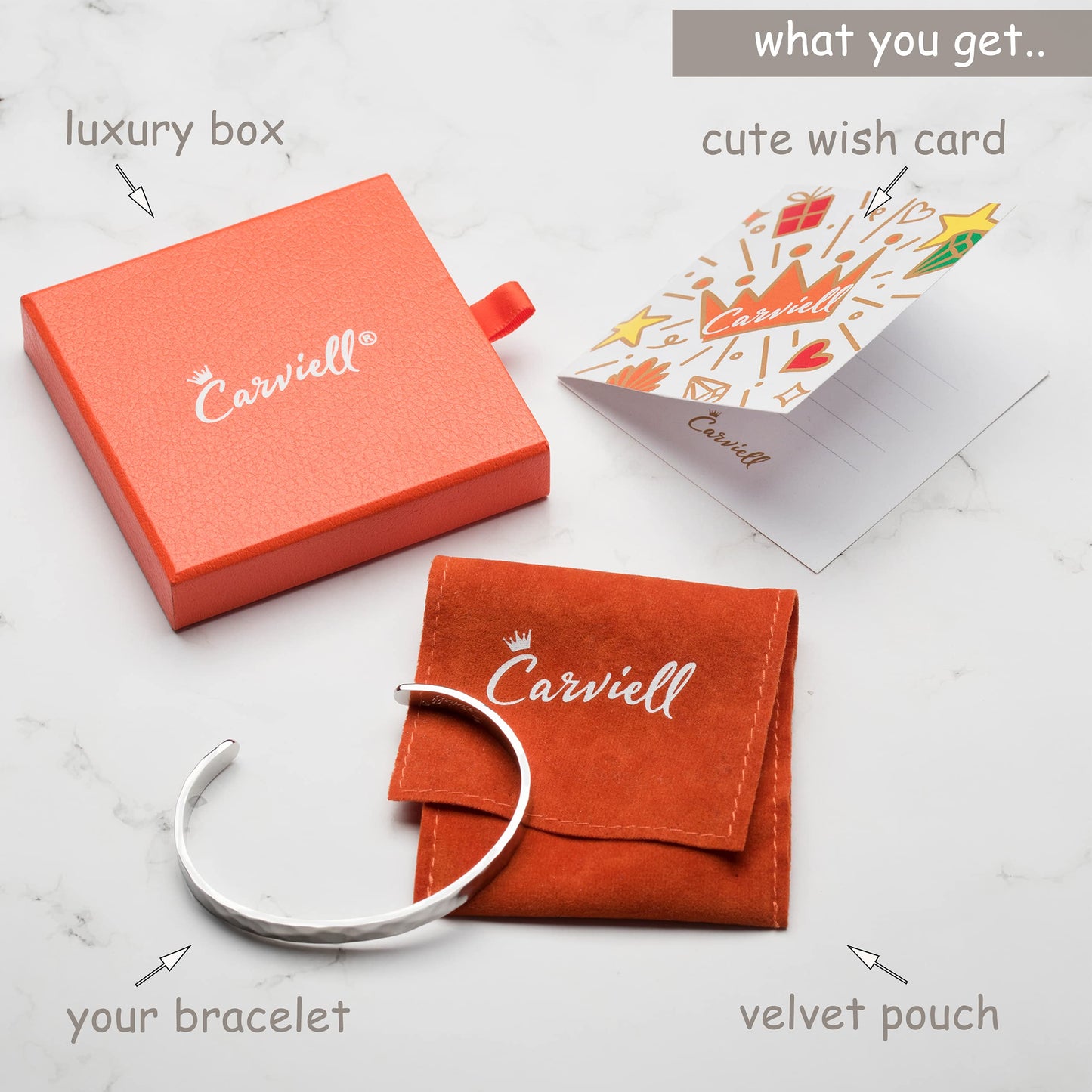 Carviell Silver Bracelet, Inspirational Gifts for Women, Hammered Stainless Steel, Be Brave, Gifts for Sister, Daughter, Granddaughter, Teens, Cousin, Friends