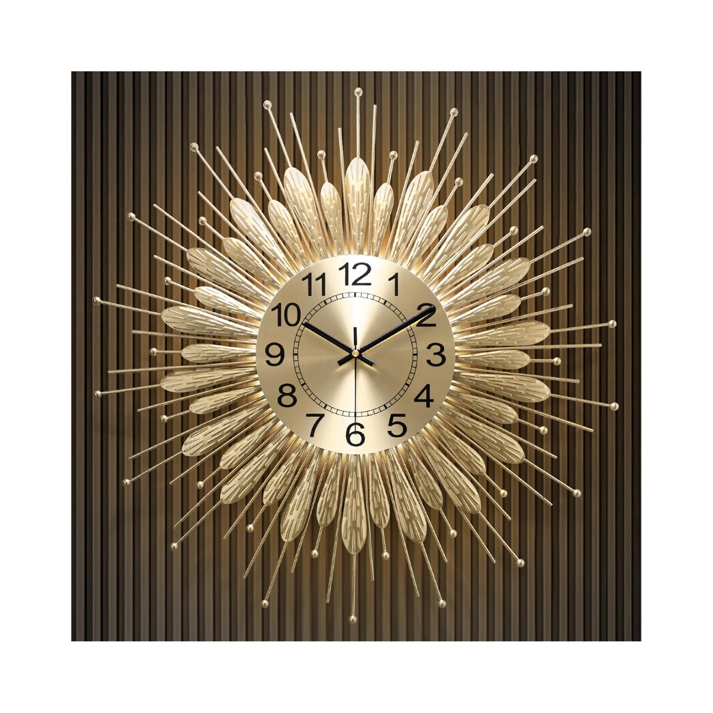 HEBOIX 27" Gold Mid Century Modern Wall Clock，Battery Operated Decorative Decorative Metal Wall Clock for Living Room/Bedroom/Office/Bathroom Wall Art&Clocks