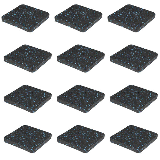 BestXD Treadmill Mat Pads - 12 PCS Bulk Pack High Density Rubber Squares for Multiple Exercise Equipment - Anti-Vibration Noise Dampening Pads for Rower, Stationary Bike, Weight Bench