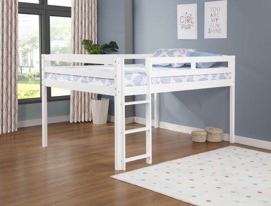 Tribeca Wood Low Loft Bed Frame / 14 Wood Slats Support/No Box Spring Necessary/Easy Assembly/Twin - White