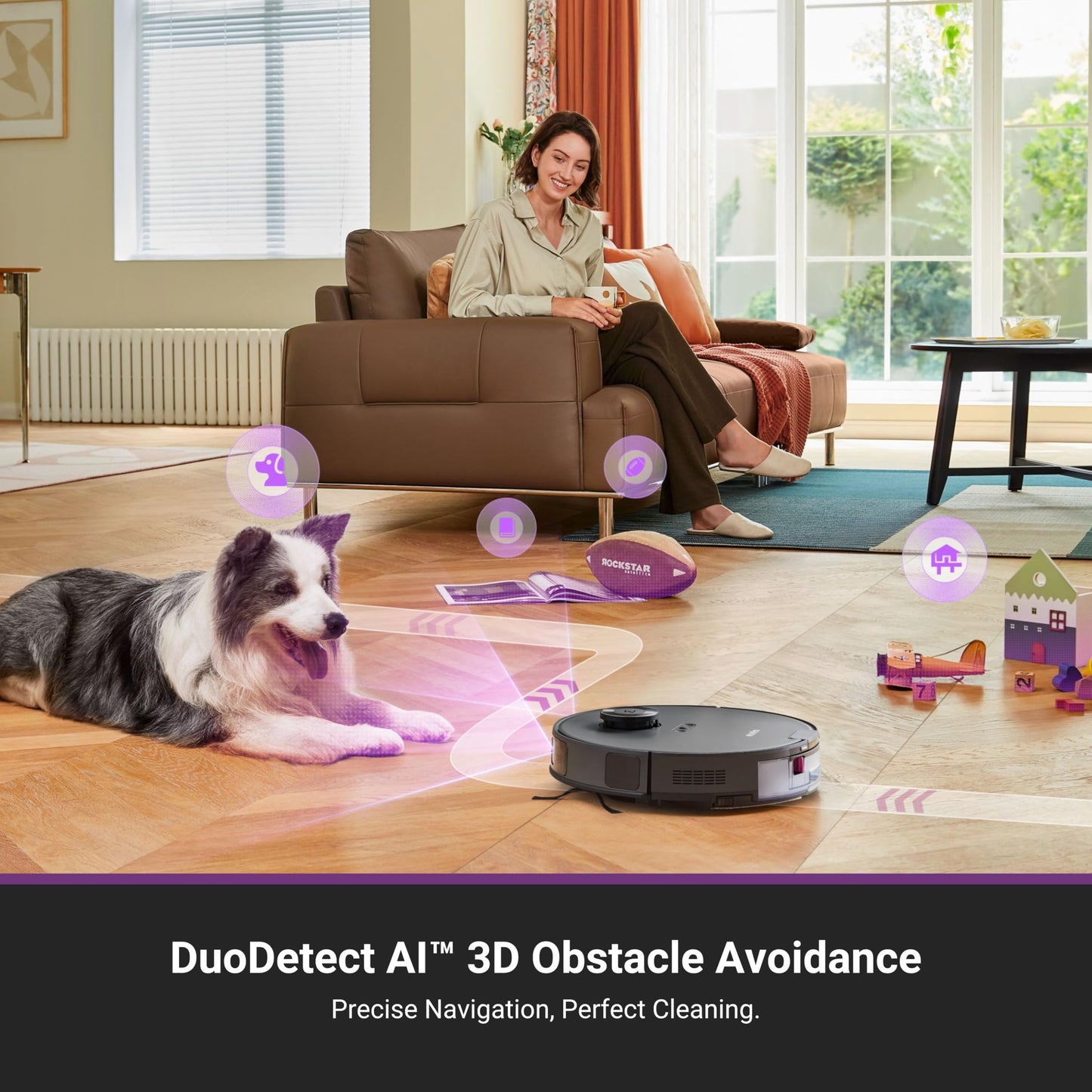 Eureka E20 Robot Vacuum with Bagless Self Emptying Station, Robotic Vacuum and Mop Combo, 45-Day Capacity, Upgraded 8000Pa Suction and Anti Hair-Tangling Brush, LiDAR Navigation, App Control