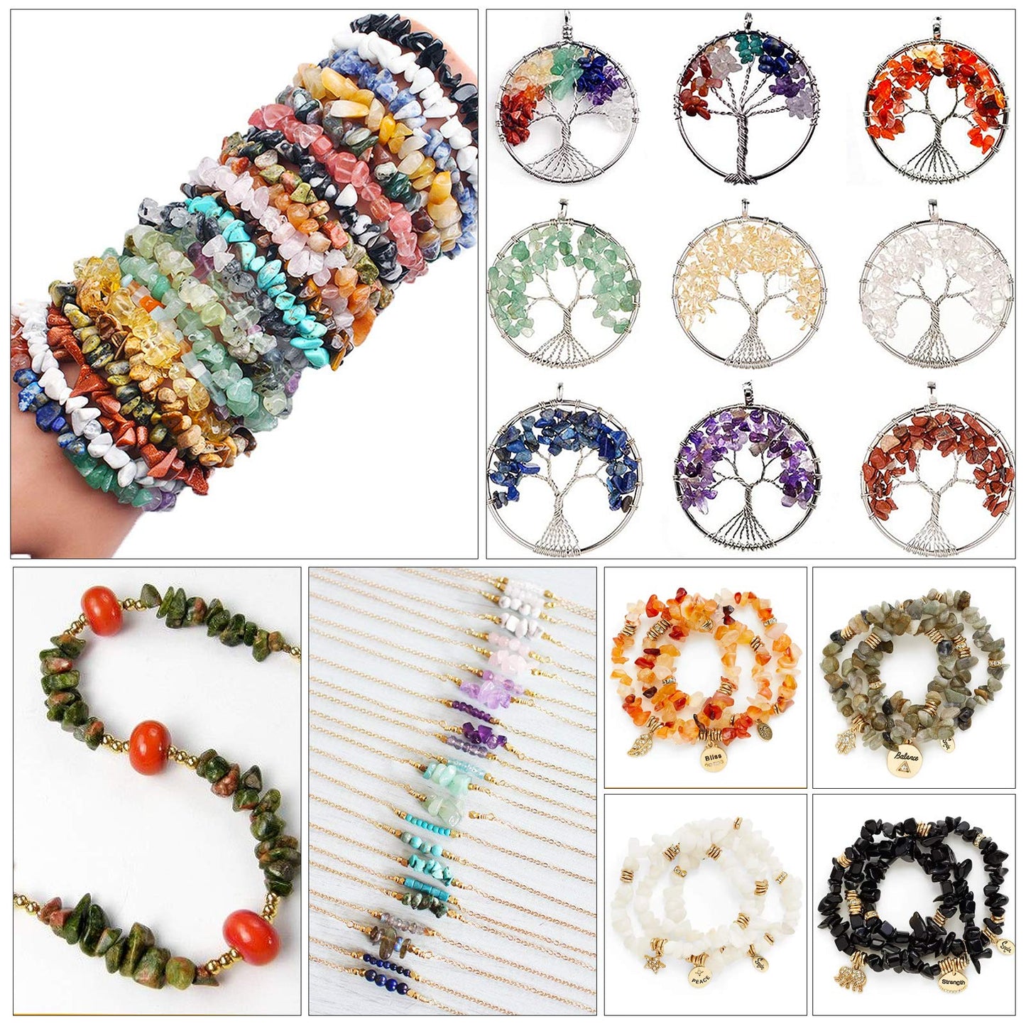 500 pcs Natural Chip Stone Beads, Citrine 5-8 mm Irregular Gemstones Healing Crystal Loose Rocks Bead Hole Drilled for Jewelry Making Bracelet