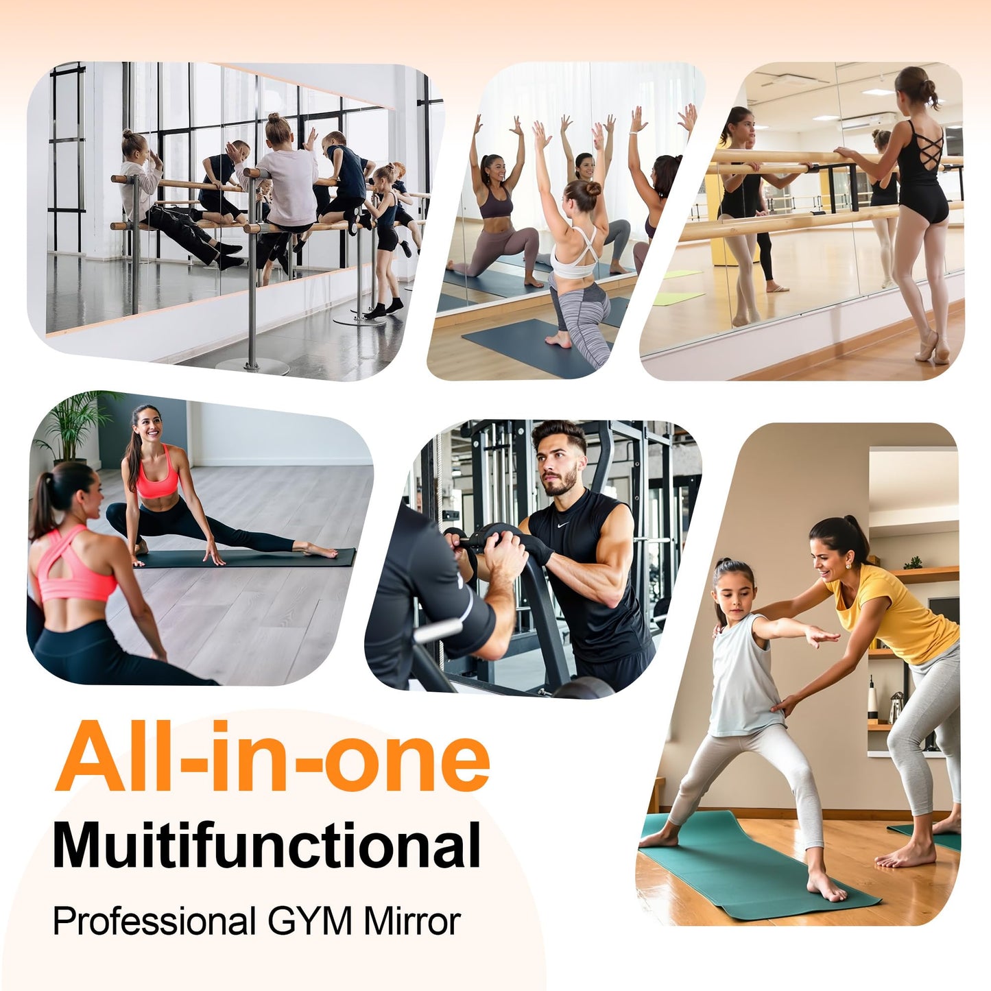 Hasipu Home Gym Workout Mirror 79" L x 35" W-1pcs Large Full Length Mounted Full Body Frameless Mirror for Workout, Yoga, Garage, Bedroom, Dance