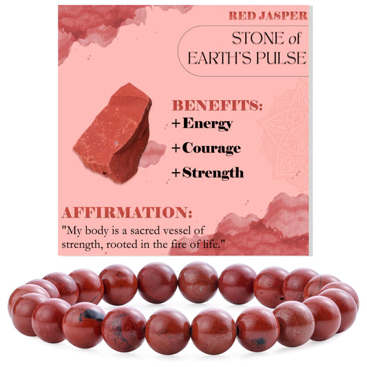 Red Jasper-Strong Base-8mm Beaded Bracelets for Women Handmade Semi Precious Natural Stone Stretch Elastic Jewelry Yoga Protection Gifts