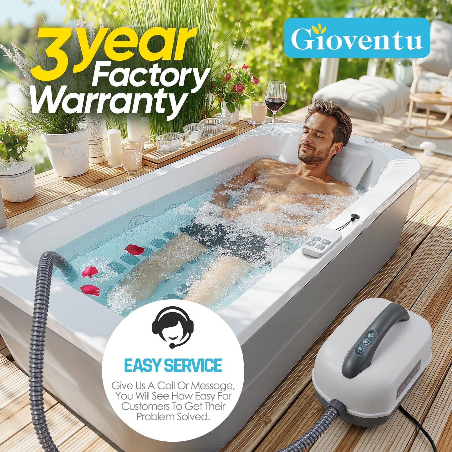 Upgraded Bathtub Spa Mat, Portable Spa Bubble Bath Massager with 6 Adjustable Settings, Upgraded Non-Slip Design and Remote Control, Hot Tub Jet Mat for Bathtub at Home, Full-Body Support