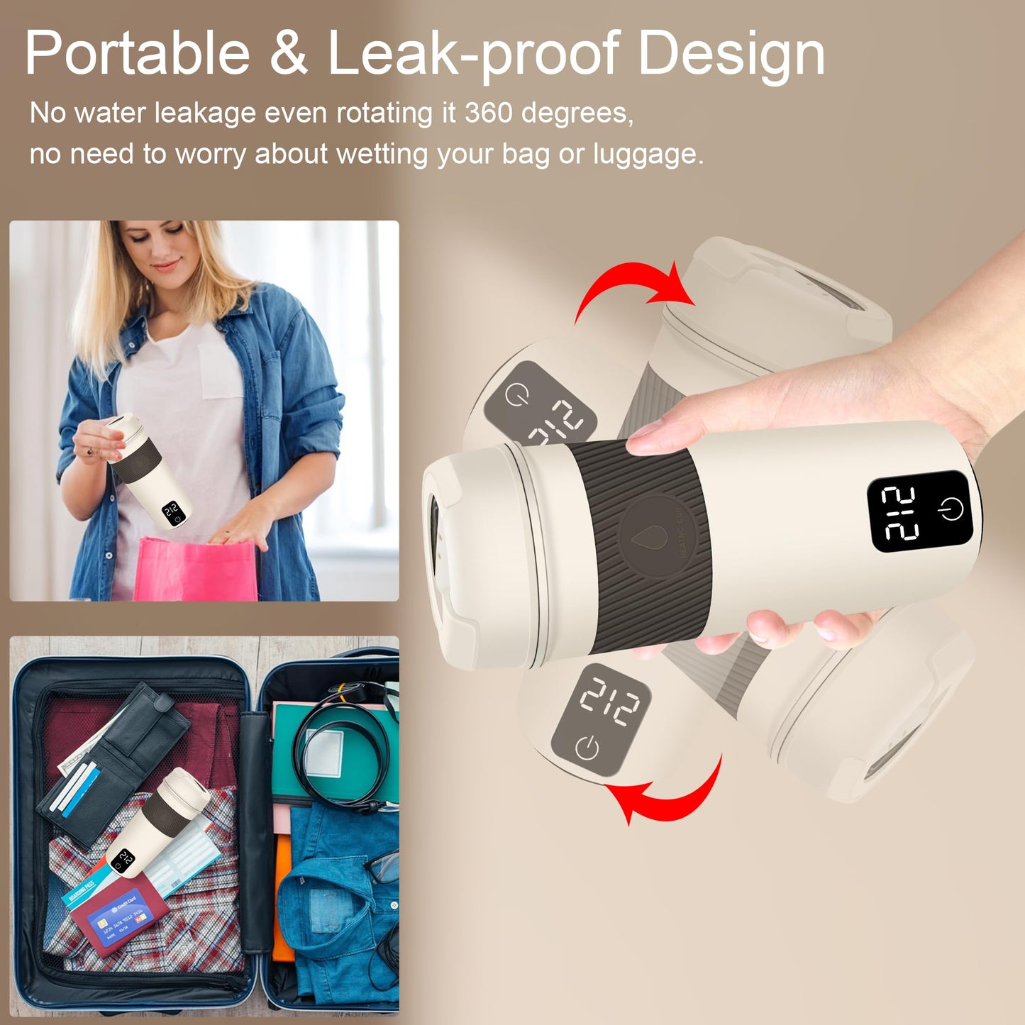 Portable Travel Kettle, Hot Water Kettle Electric, Small Tea Kettle for Boiling Water with 4 Temperature Settings, 304 Stainless Steel Mini Kettle with Auto Shut-Off and Boil Dry Protection(350ML)