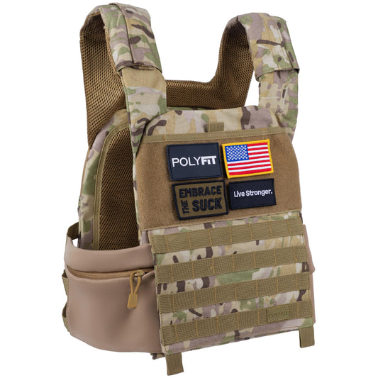 Polyfit (Fortify) Weighted Vest for Strength and Endurance Training, Fitness Workouts, Running, WODs - CAMO