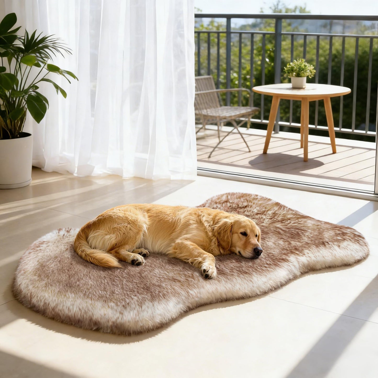 Welfibr Faux Fur Dog Bed for Large Dogs, Fluffy Luxury Dog Mattress, Fuzzy Dog Bed Mat Soft Flat Dog Beds Washable and Waterproof Pet Dog Mat Bed, Extra Large Plush Orthopedic Dog Bed, Brown, 50"
