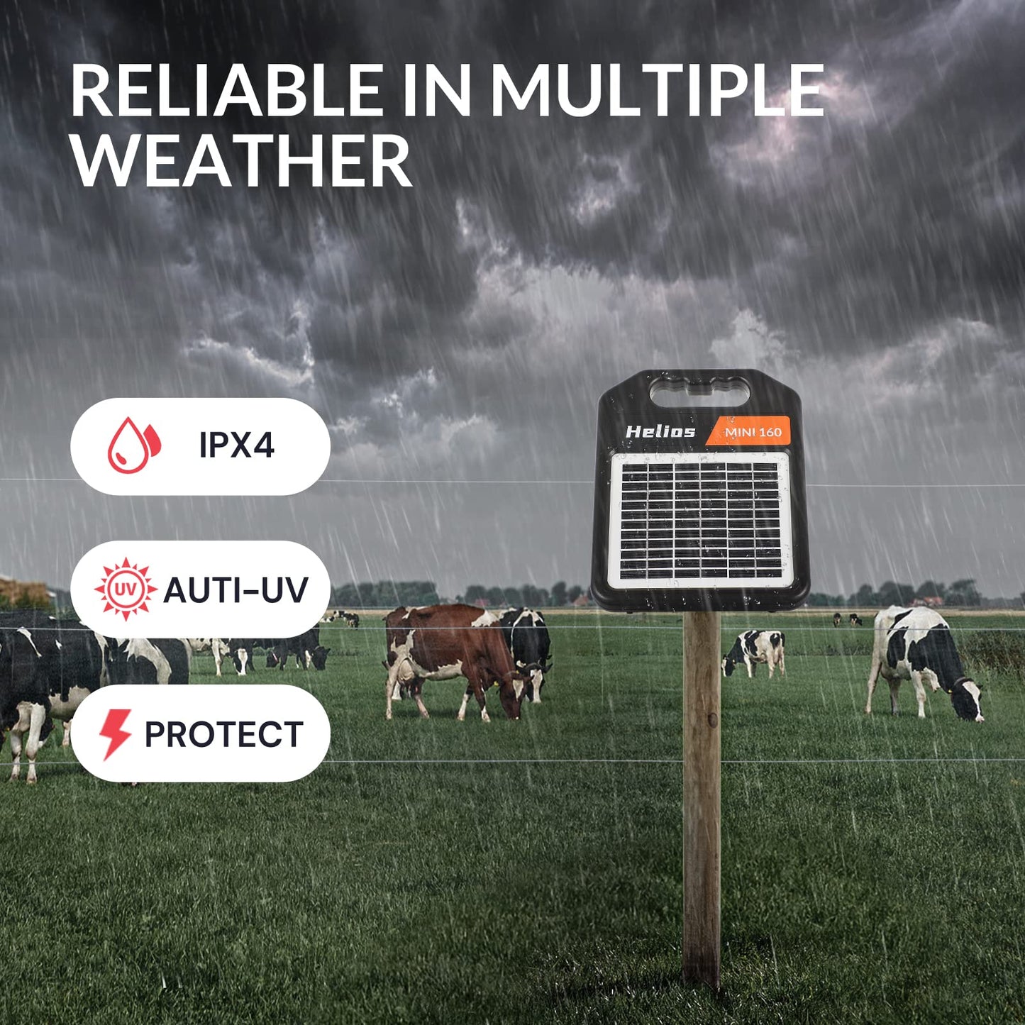 Solar Electric Fence Set: MINI160 + MINI250 Solar Electric Fence Charger, 0.11Joule & 0.18Joule for Versatile Protection