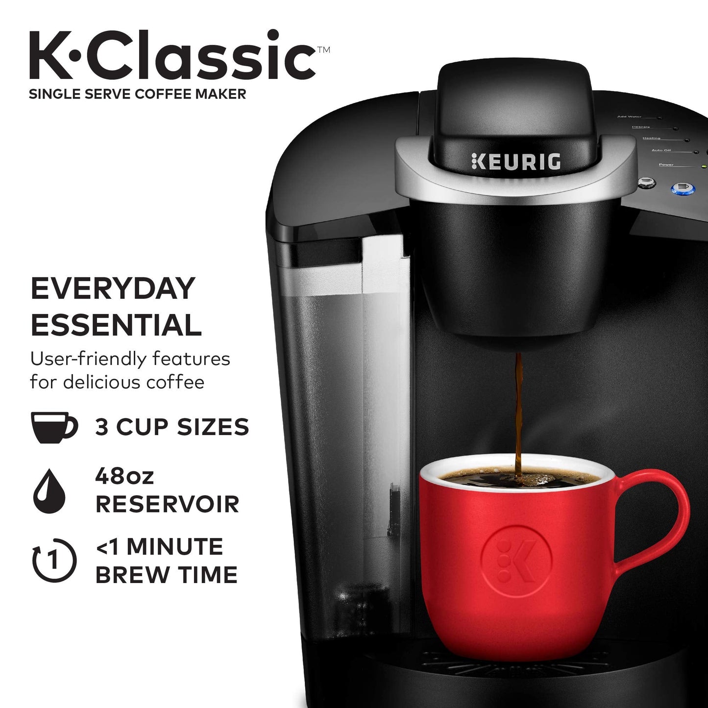 Keurig K-Classic Single Serve Coffee Maker with Eight O'Clock The Original Medium Roast, 32 K-Cup Pods