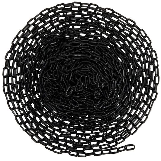 Stockroom Plus Plastic Chain - 100 ft, Black Plastic Chain Links - Safety Barrier for Fence, Driveway, Parking Lot & Gate