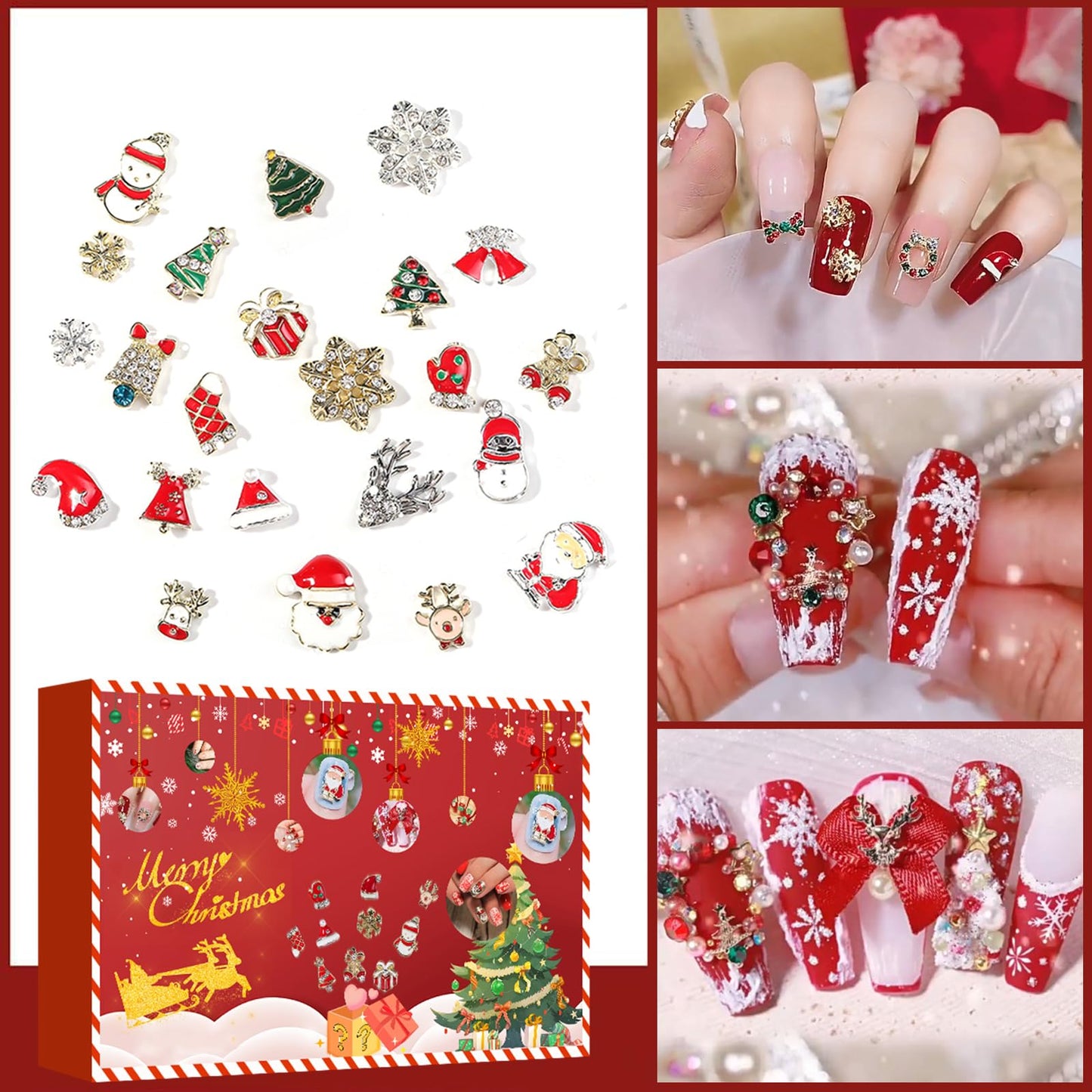 2025 Nail Advent Christmas Countdown Calendar, 24 Days Surprise Calendar Nail Art Accesseries Box for Wife Lovers Girlfriend Friends , Perfect DIY Creative Nail Decoration Box Set, DIY Nail Crafts Set advent calendar 2025