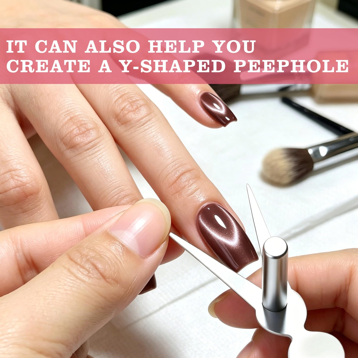 New Ring-Shaped Cat Eye Magnet for Nails,Strong Nail Magnet Tool,Portable Hollow Circular Cat Eye for Home DIY
