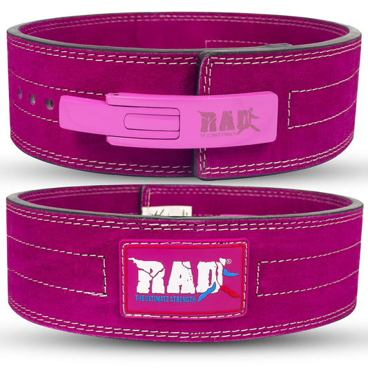 RAD Lever Weight Lifting Gym Belt for Men & Women, Size 63 TO107 CM, Thick 10MM & Width 4 Inch, Leather, Black