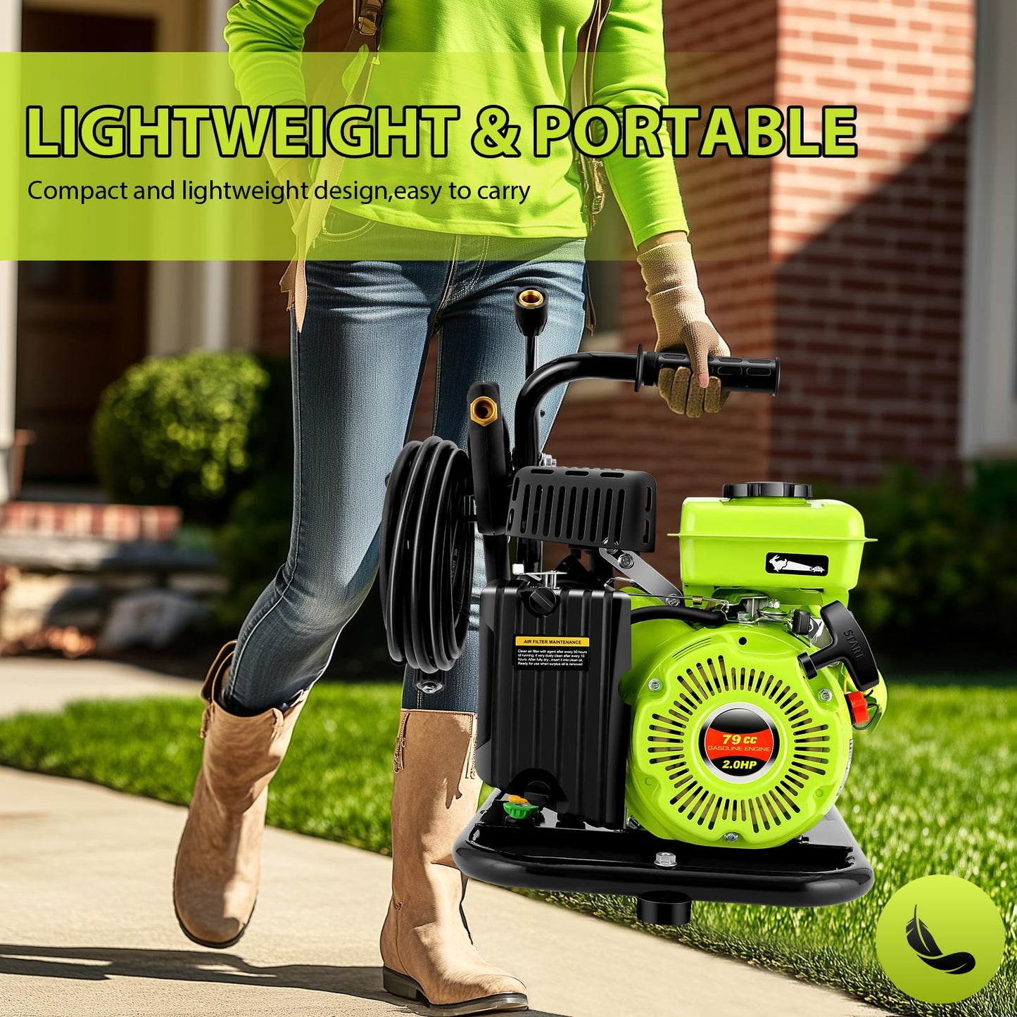 3500PSI Pressure Washer 2.4GPM Gas Power Washer 79CC Gas Powered Washing Machine Commercial High Pressure Washer with 25ft Hose&5 Nozzles for Patio Garden Yard Vehicle,EPA/CARB/ETL (Black & Green)