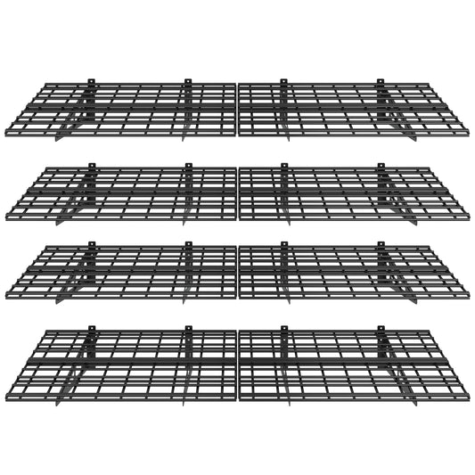 FLEXIMOUNTS 4-Pack 2x6ft 24-inch-by-72-inch Wall Shelf Garage Storage Rack Floating Shelves, Black, Classic Series