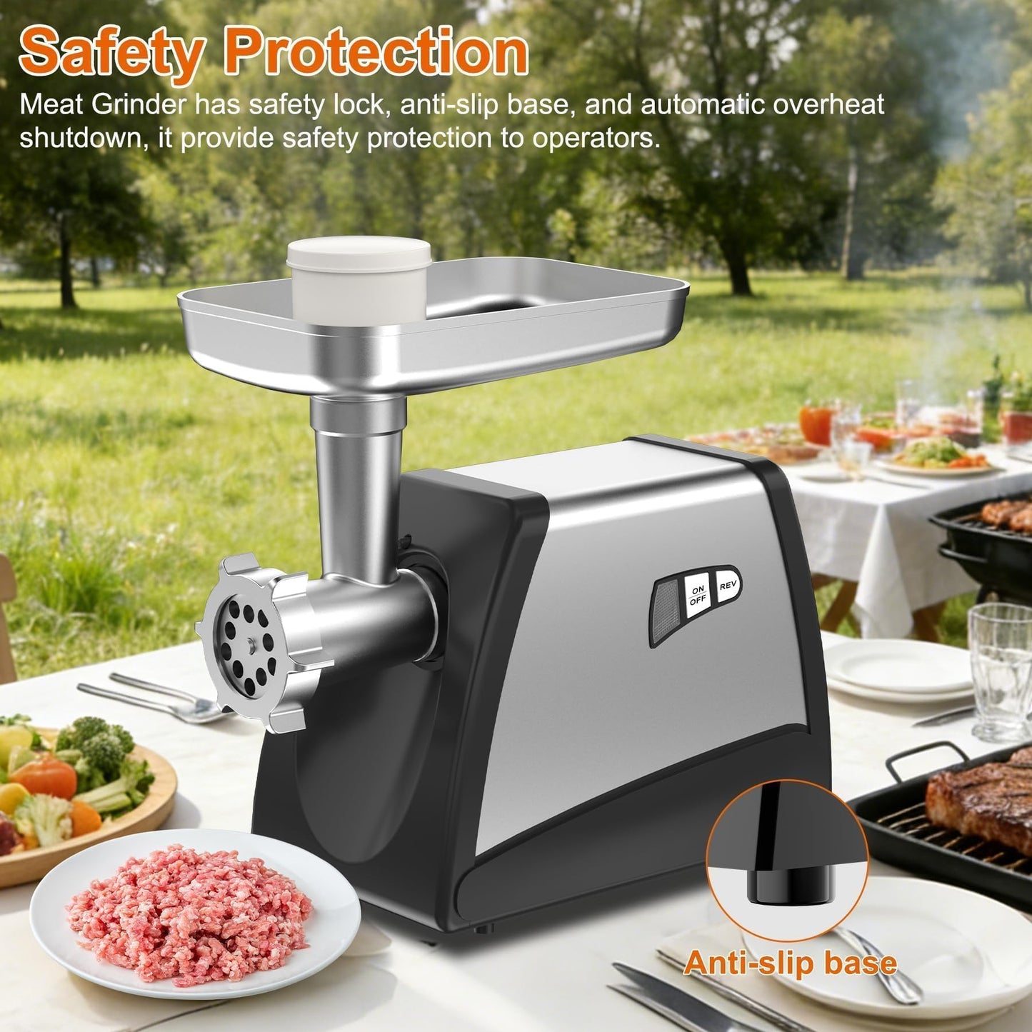Culistra Commercial Meat Grinder Mincer, 3500W ETL Heavy Duty Sausage Stuffer with Reverse, 3 Plates & 2 Blades, Sausage Tubes Set, for Catering Restaurant Butcher Shop