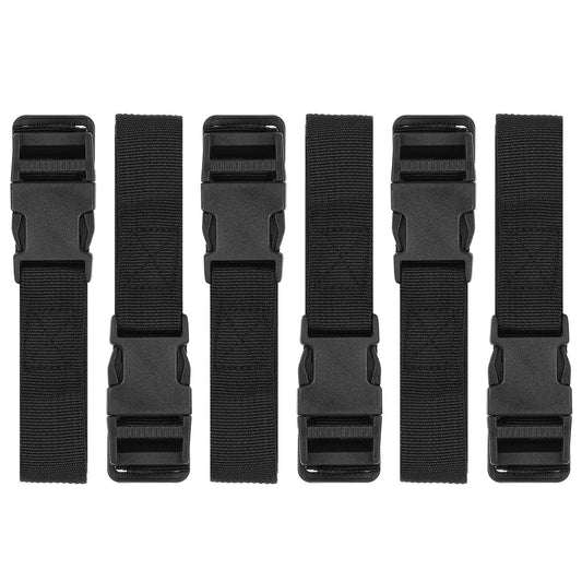 6 Pack Luggage Nylon Straps with Quick Release Buckle Utility Straps for Travel Packing Outdoor Sports, M, Black
