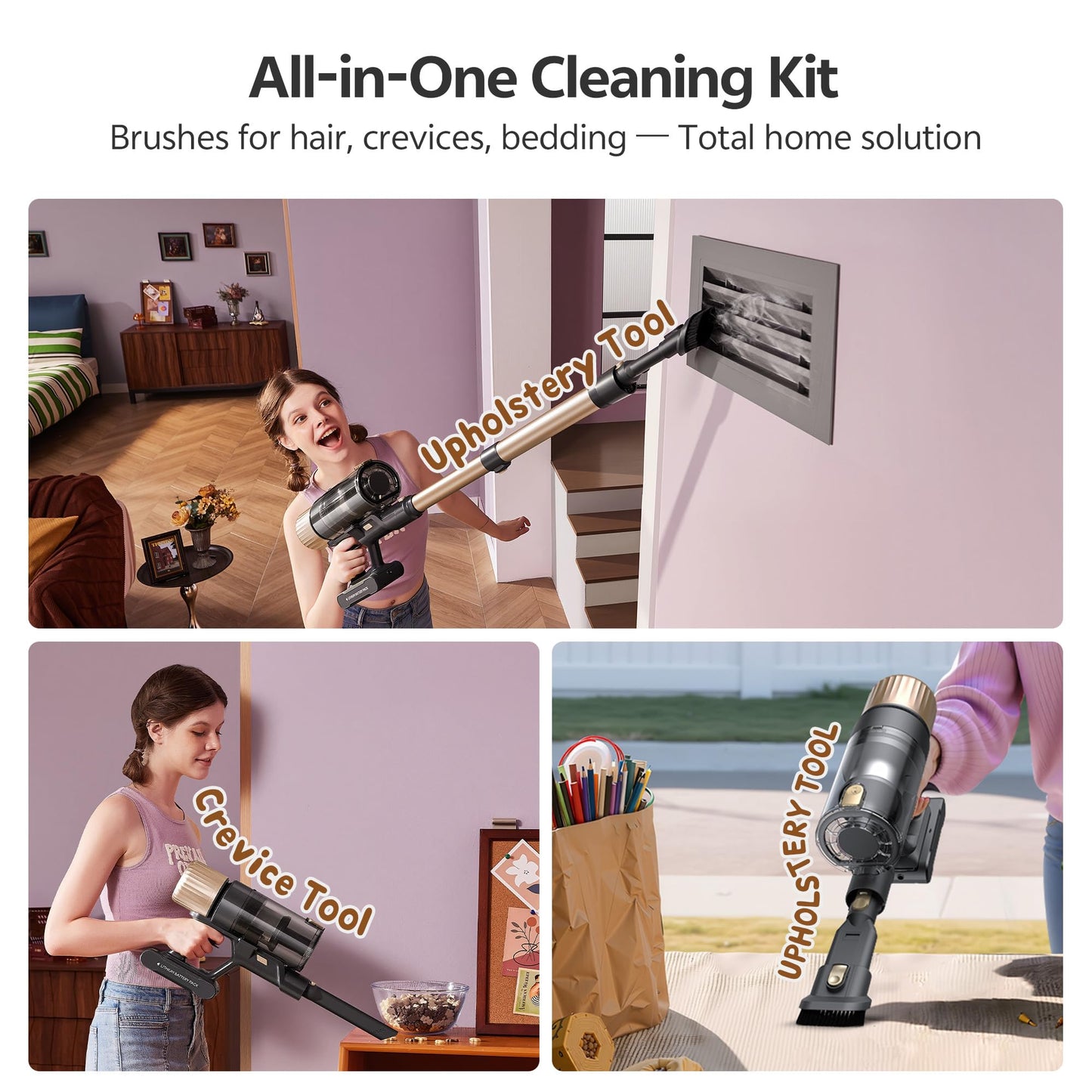 Ultenic Cordless Vacuum Cleaner, 600W 60KPA 65Mins Vacuum Cleaners for Home, Stick Vacuum Cordless with Touch Screen, Self-Standing, 180° Lay-Flat, Anti-Tangle Brush for All Floors/Pet Hair/Carpets