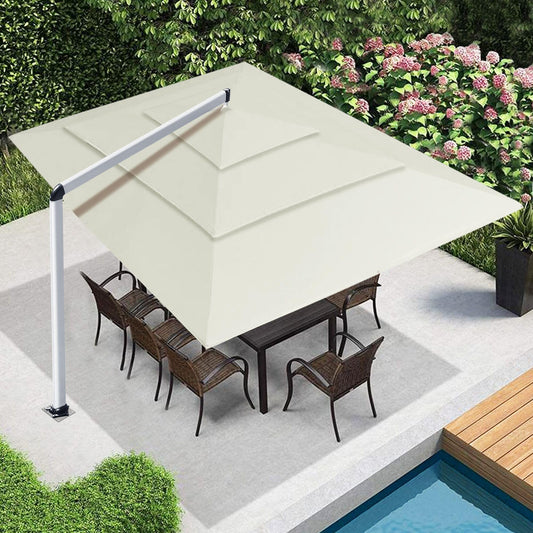 EliteShade USA Atlas 3-Tier 10x13FT Full Aluminum Cantilever Patio Umbrella for Outdoor restaurant Garden Courtyard Deck Pool and Marketing with Light,Natural