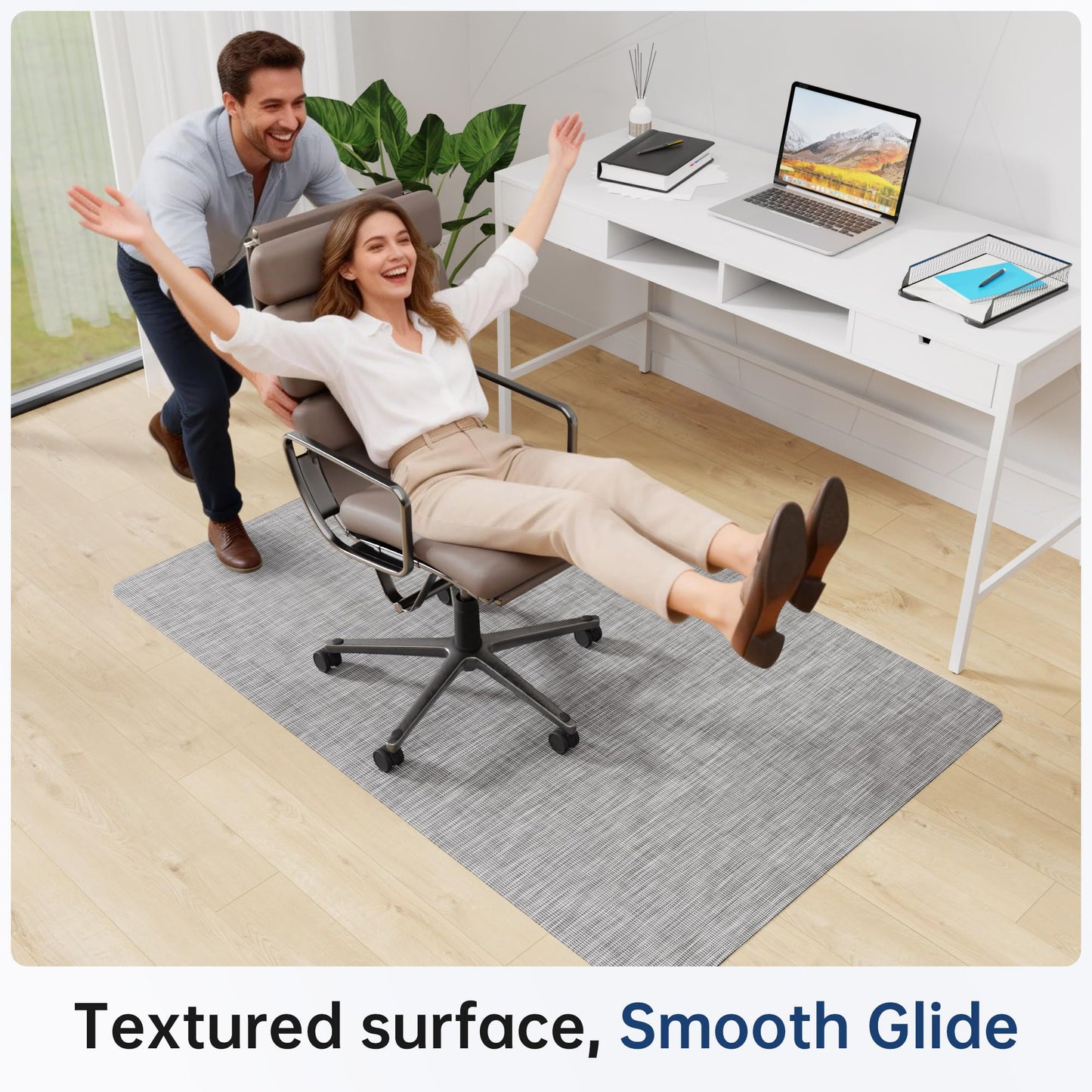 Cybstrax Office Chair Mat for Hardwood & Tile Floor, 45" x 53" Desk Chair Mat, Anti Slip, Non-Curve Computer Chair Mat for Rolling Chairs Floor Protector for Home Office