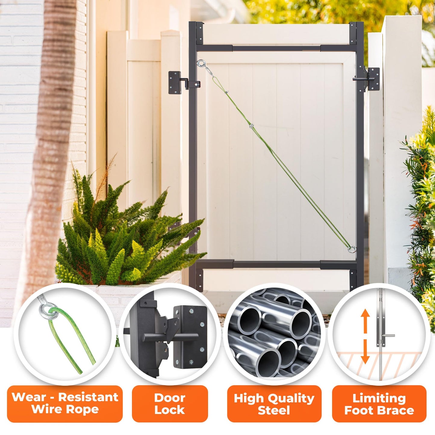 Steel Frame DIY Gate Building Kit,Fence Gate Kit Suit for 36-60" Wide Openings Up from 5 to 6 Feet High Fence, Fits 1" x 4" & 2" x 4" Wood