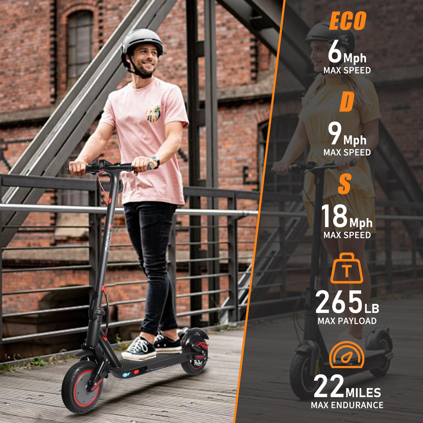 YOQO Electric Scooter Adults 25 Miles Long Range 10" Solid Tires E-Scooter with APP Control 500W Motor Dual Braking System Cruise Control Portable Folding Design for Adults Teens Commuting