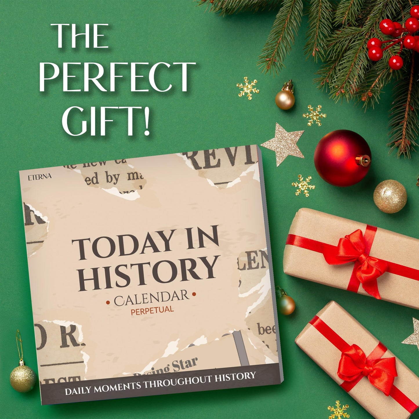 Today in History Perpetual Calendar | Daily World History Facts Desktop Calendar, This Day In Amazing History Trivia Facts & Achievements | History Buff Gift Page A Day Box Calendar with Historical Info For Every Day of The Year