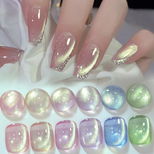 Born Pretty Cat Magnetic Eye Gel Nail Polish, Shimmer Glitter Holographic Auroas Gels Spring Summer Pink Green Blue Translucent, Gel Polish Set Manicure Salon Nails Art DIY at Home